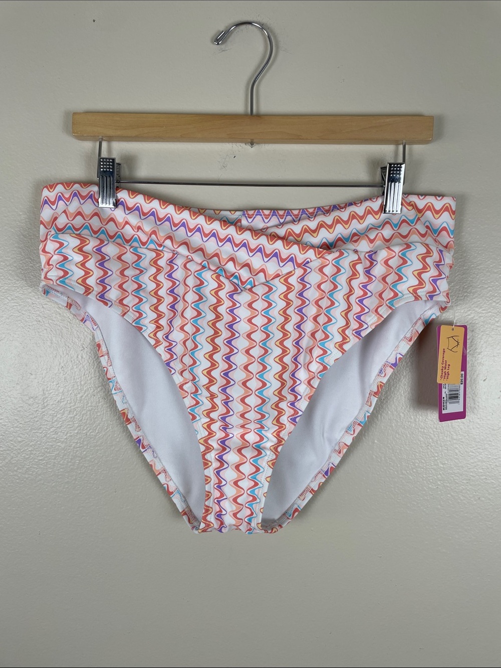 Ninety-Nine High-Waist Zigzag Swim Bottoms - Multicolor. NEW XL
